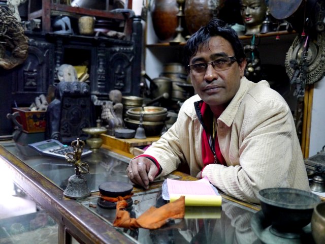 Bishnu in his shop